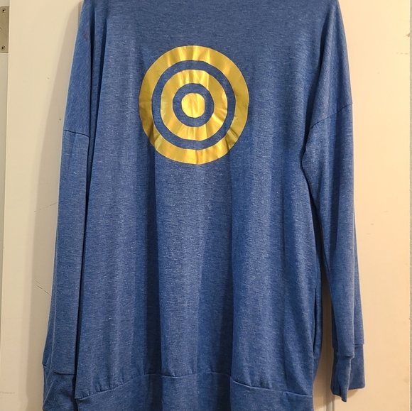 Shoot Like a Girl long sleeve blue XLarge tshirt gold graphics - Picture 2 of 6